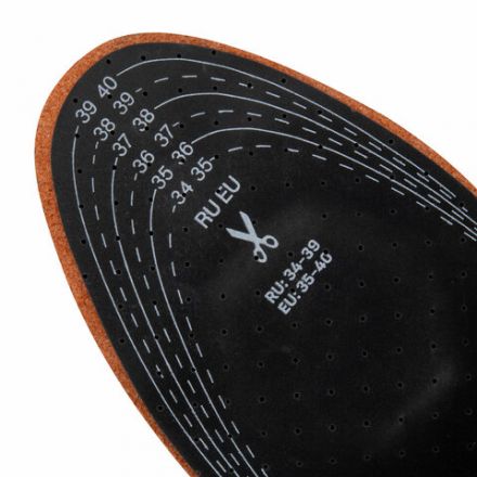 Стельки для обуви из натуральной кожи с двумя амортизаторами, размер RU 34-39 / EU 35-40 с линиями выреза, SHEGRA (ШЕГРА), 700763