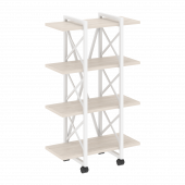 Loft Стеллаж на колесных опорах-4 полки VR.L-MST.K-4.4V Денвер светлый/Белый металл 800*400*1334