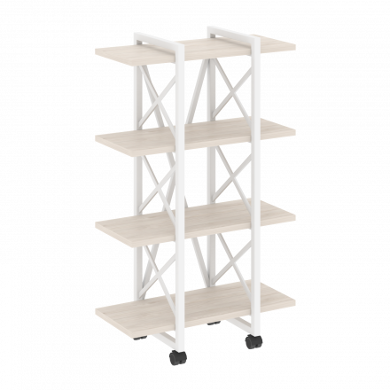 Loft Стеллаж на колесных опорах-4 полки VR.L-MST.K-4.4V Денвер светлый/Белый металл 800*400*1334