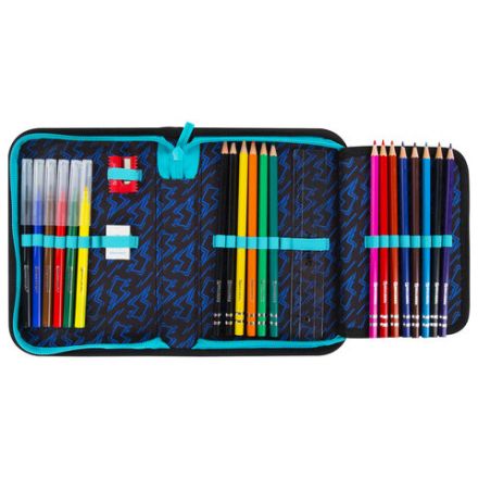 Пенал BRAUBERG с наполнением, 1 отделение, 1 откидная планка, 24 предмета, 21х14 см, "Anime fight", 272354