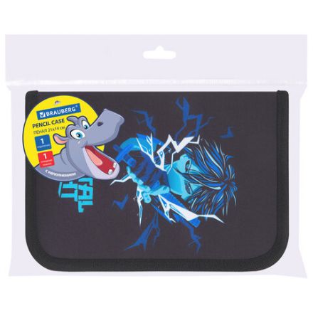 Пенал BRAUBERG с наполнением, 1 отделение, 1 откидная планка, 24 предмета, 21х14 см, "Anime fight", 272354