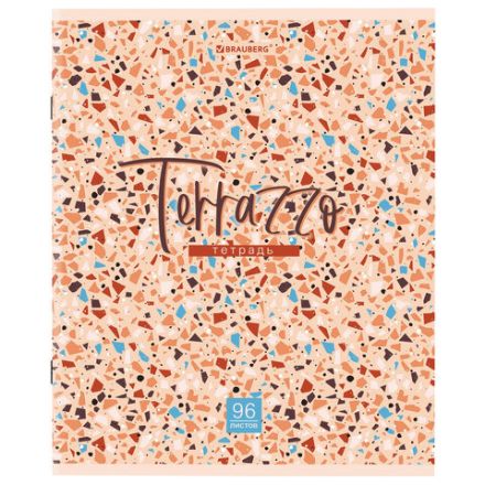 Тетрадь А5 96 л. BRAUBERG скоба, клетка, обложка картон, "Terrazzo" (микс в спайке), 404437