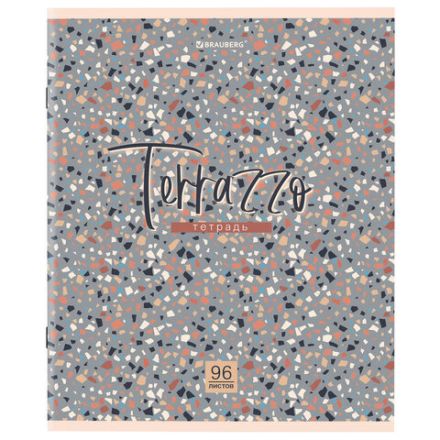 Тетрадь А5 96 л. BRAUBERG скоба, клетка, обложка картон, "Terrazzo" (микс в спайке), 404437