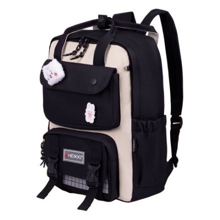 Рюкзак HEIKKI COMBO (ХЕЙКИ), сумка-шоппер, косметичка, пенал В ПОДАРОК, бело-черный, 42х30х14 см,272565 Рюкзак HEIKKI COMBO (ХЕЙКИ), сумка-шоппер, косметичка, пенал В ПОДАРОК, бело-черный, 42х30х14 см,272565