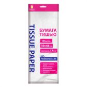 Цветная бумага ТИШЬЮ 17 г/м2, 50х66 см, 10 листов, цвет белый, ЗОЛОТАЯ СКАЗКА, 116483