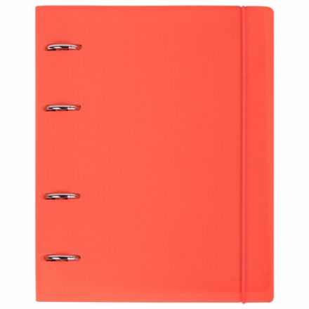 Тетрадь на кольцах А5 175х220 мм, 120 л., пластик, с резинкой, BRAUBERG, Коралловый, 404621