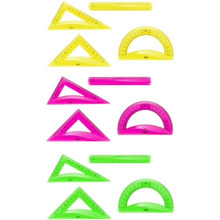 Набор чертежный Deli EG00402 средн: лин 20см,угольн 11 и 8см,трансп12см,асс