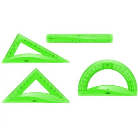 Набор чертежный Deli EG00402 средн: лин 20см,угольн 11 и 8см,трансп12см,асс