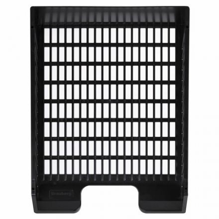 Лоток горизонтальный для бумаг BRAUBERG-MAXI, с пазами, А4 (358х272х69 мм), сетчатый, черный, 231141