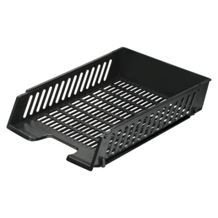 Лоток горизонтальный для бумаг BRAUBERG-MAXI, с пазами, А4 (358х272х69 мм), сетчатый, черный, 231141