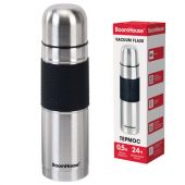 Термос 0,5 л, BOOMHOUSE (БУМХАУС) CLASSIC, нержавеющая сталь SUS304, черный силиконовый рукав, крышка/кружка, 700307