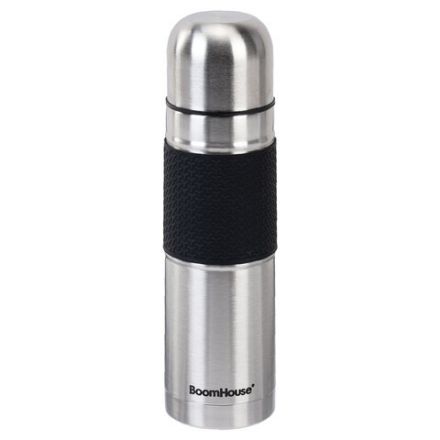 Термос 0,5 л, BOOMHOUSE (БУМХАУС) CLASSIC, нержавеющая сталь SUS304, черный силиконовый рукав, крышка/кружка, 700307