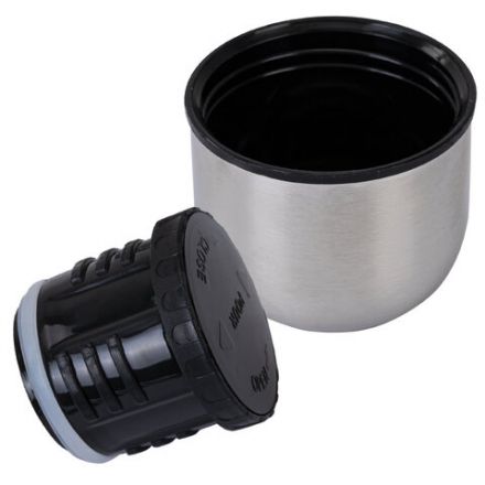 Термос 0,5 л, BOOMHOUSE (БУМХАУС) CLASSIC, нержавеющая сталь SUS304, черный силиконовый рукав, крышка/кружка, 700307