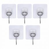 Крючки самоклеящиеся универсальные 7х7 см, КОМПЛЕКТ 5 шт., сталь + ПВХ, LAIMA Home, 608790