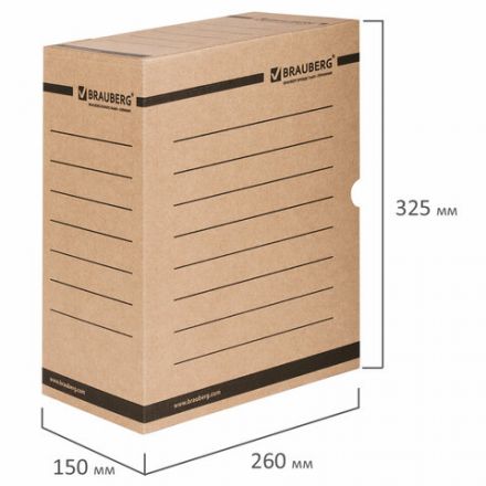 Короб архивный с клапаном А4 (260х325 мм), 150 мм, до 1400 листов, плотный, микрогофрокартон, BRAUBERG, 124849 Короб архивный с клапаном А4 (260х325 мм), 150 мм, до 1400 листов, плотный, микрогофрокартон, BRAUBERG, 124849