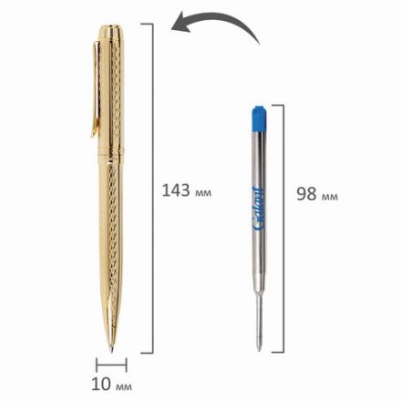 Ручка подарочная шариковая GALANT "Graven Gold", корпус золотистый с гравировкой, золотистые детали, пишущий узел 0,7 мм, синяя, 140466