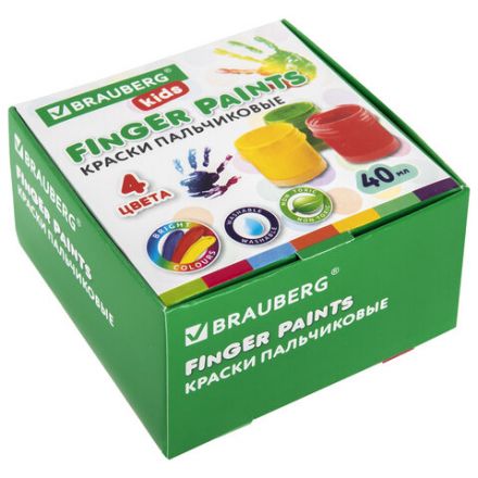 Краски пальчиковые для малышей от 1 года, 4 цвета по 40 мл, BRAUBERG KIDS, 192278 Краски пальчиковые для малышей от 1 года, 4 цвета по 40 мл, BRAUBERG KIDS, 192278
