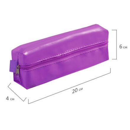 Пенал-косметичка BRAUBERG, под искусственную кожу, ассорти 5 цветов, "Блеск", 20х6х4 см, дисплей, 223896