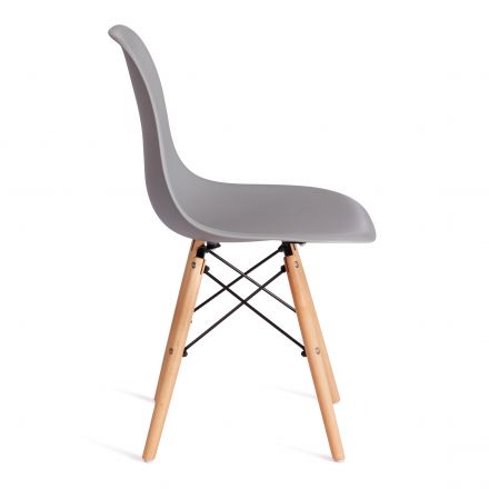 Стул CINDY (EAMES) (mod. 1801) дерево бук/металл/сиденье пластик, 45x51x82 см, Light grey (светло-серый)