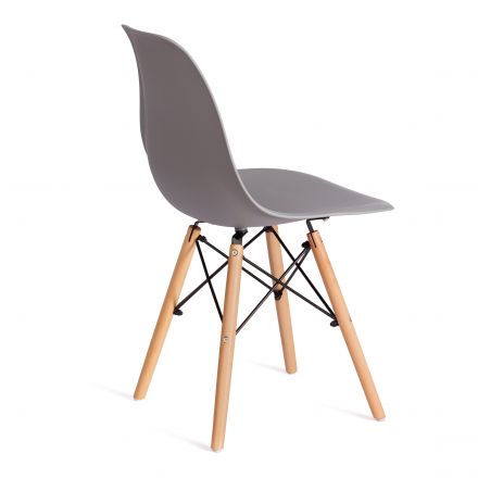 Стул CINDY (EAMES) (mod. 1801) дерево бук/металл/сиденье пластик, 45x51x82 см, Light grey (светло-серый)