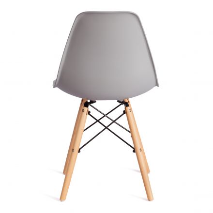 Стул CINDY (EAMES) (mod. 1801) дерево бук/металл/сиденье пластик, 45x51x82 см, Light grey (светло-серый)