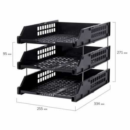 Лотки горизонтальные для бумаг, КОМПЛЕКТ 3 шт., 334х255х271 мм, черный, BRAUBERG GRAND OFFICE, 238109 Лотки горизонтальные для бумаг, КОМПЛЕКТ 3 шт., 334х255х271 мм, черный, BRAUBERG GRAND OFFICE, 238109