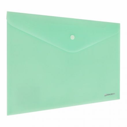 Папка-конверт с кнопкой BRAUBERG "Pastel", А4, матовая непрозрачная, мятная, ПРОЧНАЯ 0,2 мм, 272883 Папка-конверт с кнопкой BRAUBERG "Pastel", А4, матовая непрозрачная, мятная, ПРОЧНАЯ 0,2 мм, 272883