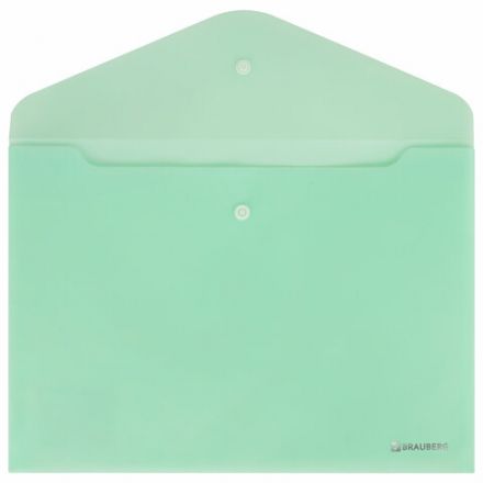 Папка-конверт с кнопкой BRAUBERG "Pastel", А4, матовая непрозрачная, мятная, ПРОЧНАЯ 0,2 мм, 272883 Папка-конверт с кнопкой BRAUBERG "Pastel", А4, матовая непрозрачная, мятная, ПРОЧНАЯ 0,2 мм, 272883