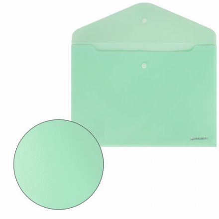 Папка-конверт с кнопкой BRAUBERG "Pastel", А4, матовая непрозрачная, мятная, ПРОЧНАЯ 0,2 мм, 272883 Папка-конверт с кнопкой BRAUBERG "Pastel", А4, матовая непрозрачная, мятная, ПРОЧНАЯ 0,2 мм, 272883