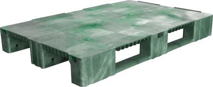 Паллет 1200x800х150 сплошной, на 3-х полозьях  зелёный