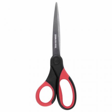 Ножницы BRAUBERG "Office", 160 мм, красно-черные, прорезиненные ручки, 2-х сторонняя заточка, 231564
