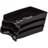 Лоток для бумаг горизонтальный Attache Эконом черный (3 штуки в упаковке)