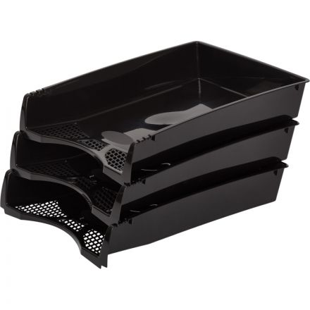 Лоток для бумаг горизонтальный Attache Эконом черный (3 штуки в упаковке)