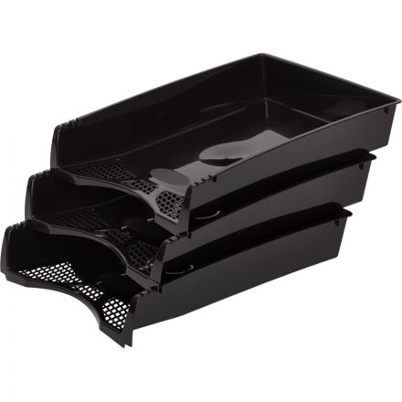 Лоток для бумаг горизонтальный Attache Эконом черный (3 штуки в упаковке)