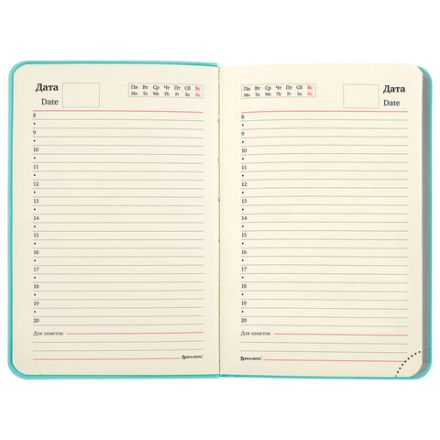 Ежедневник недатированный МАЛЫЙ 100х150 мм А6 BRAUBERG "Metropolis Mix", под кожу, 136 л., мятный, 113308