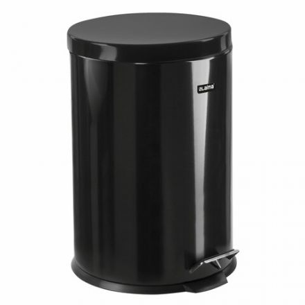Ведро мусорное с педалью 20 литров "Classic", ЧЕРНОЕ ГЛЯНЦЕВОЕ, металлическое, со съемным внутренним ведром, LAIMA, 604945