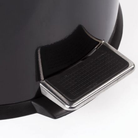 Ведро мусорное с педалью 20 литров "Classic", ЧЕРНОЕ ГЛЯНЦЕВОЕ, металлическое, со съемным внутренним ведром, LAIMA, 604945