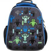 Ранец №1School Basic Robot паттерн черный, 2 отд., эргоном. спинка Ранец №1School Basic Robot паттерн черный, 2 отд., эргоном. спинка