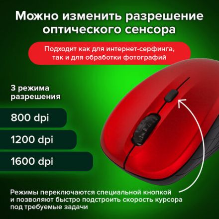 Мышь беспроводная SONNEN V-111, USB, 800/1200/1600 dpi, 4 кнопки, оптическая, красная, 513520 Мышь беспроводная SONNEN V-111, USB, 800/1200/1600 dpi, 4 кнопки, оптическая, красная, 513520