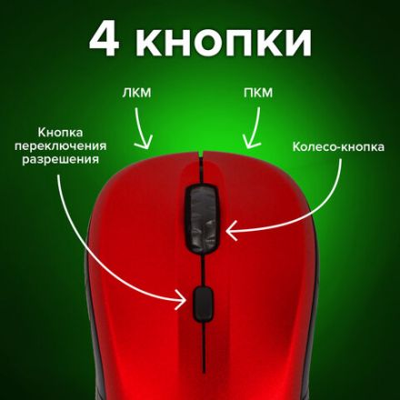 Мышь беспроводная SONNEN V-111, USB, 800/1200/1600 dpi, 4 кнопки, оптическая, красная, 513520 Мышь беспроводная SONNEN V-111, USB, 800/1200/1600 dpi, 4 кнопки, оптическая, красная, 513520