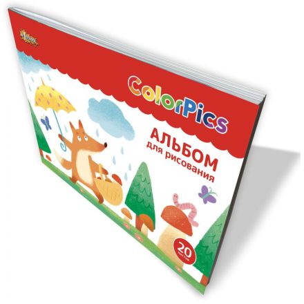 Альбом для рисования №1 School ColorPics 20 л. скрепка А4 ВД 4шт/уп