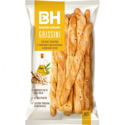 Хлебные палочки Baker House GRISSINI семечки подсолнечника, 80 г