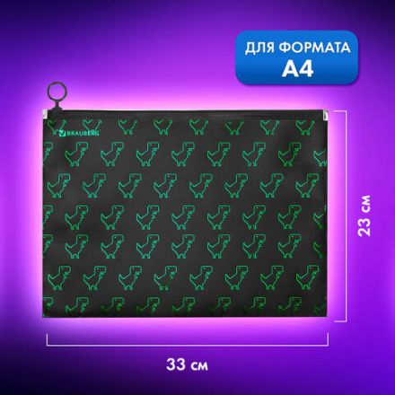 Папка для тетрадей BRAUBERG А4, 1 отделение, пластик, на zip-lock-молнии, "Dino matrix", 272106 Папка для тетрадей BRAUBERG А4, 1 отделение, пластик, на zip-lock-молнии, "Dino matrix", 272106