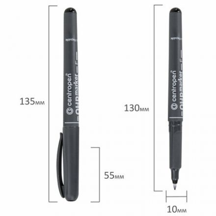 Маркер перманентный для любой гладкой поверхности ЧЕРНЫЙ CENTROPEN "OHP", 0,6 мм, 2636, 6 2636 0112