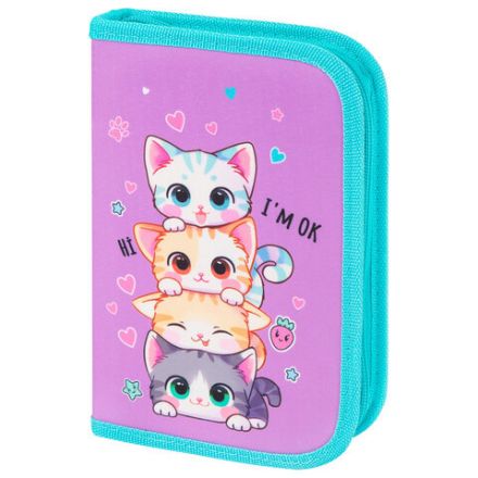 Пенал BRAUBERG, 1 отделение, 1 откидная планка, полиэстер, 21х14 см, "Funny kittens", 273523