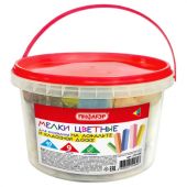 Мел в ведерке для асфальта и классной доски 40 штук, цветной квадратный, ПИФАГОР, 274126