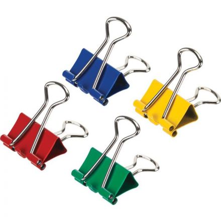 Зажимы для бумаг 25мм 12шт./уп. Комус цветные, картон