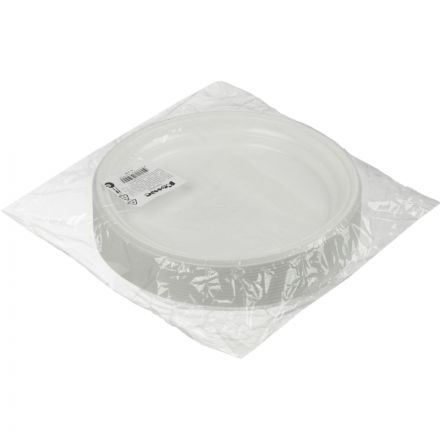 Тарелка одноразовая d-205мм, белая, бюджет, КОМУС ПС 100шт/уп