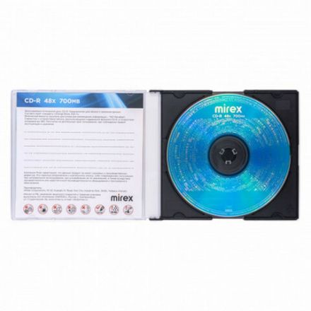 Диск CD-R MIREX, 700 Мб, 48x, Slim Case, 1 штука, UL120051A8S