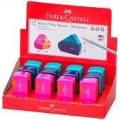 Точилка пластиковая Faber-Castell "Sleeve Mini" 1 отверстие, контейнер, розов./оранж., бирюзовая